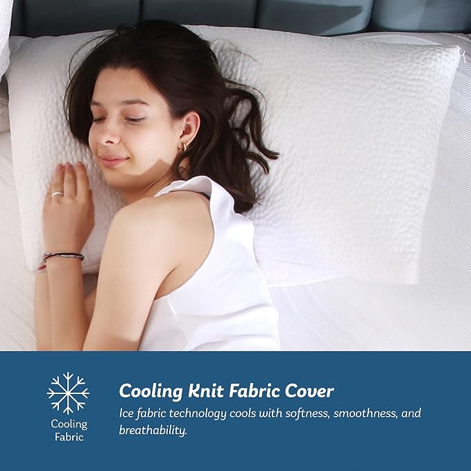 2 MLILY Cooling Pillows for Sleeping Queen Size, Harmony Premium Shredded Memory Foam Pillows with Ice Silk Cover- Washable and Removable, Bed Pillows for Back, Stomach or Side Sleepers, 29"x17"