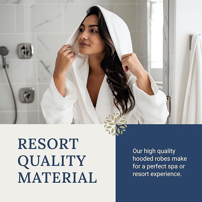 Velour Kimono Robes with Hood Unisex 100% Cotton Spa Bathrobe for Men & Women (1pk)