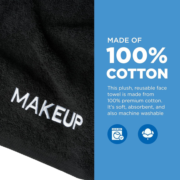 Makeup Remover Face Washcloth - Absorbent Towel for Drying Your Face - Soft & Machine - Cotton Towel for Daily Skincare - 13" x 13" - 12 Pack