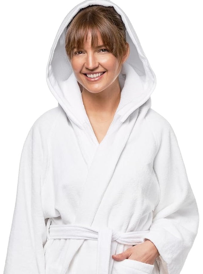 Velour Kimono Robes with Hood Unisex 100% Cotton Spa Bathrobe for Men & Women (1pk)