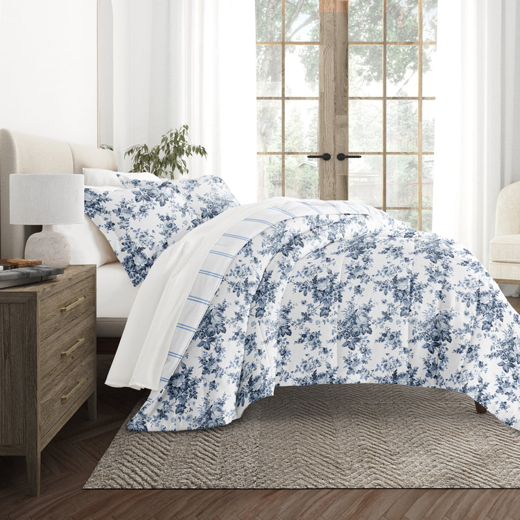 Cabbage Rose Strip Stone with White Sheets