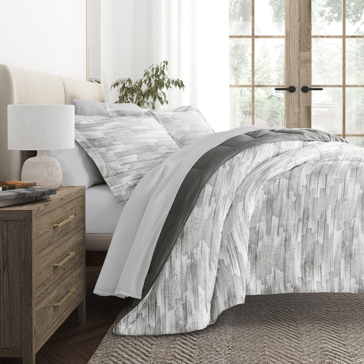 Textured Stripe Gray with Light Gray Sheets