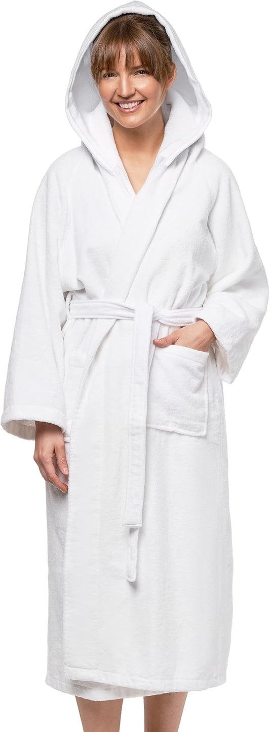 Velour Kimono Robes with Hood Unisex 100% Cotton Spa Bathrobe for Men & Women (1pk)