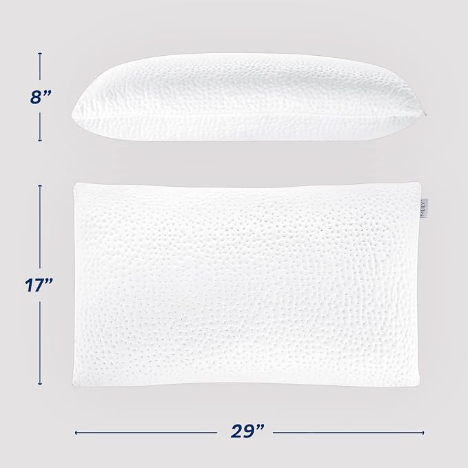 2 MLILY Cooling Pillows for Sleeping Queen Size, Harmony Premium Shredded Memory Foam Pillows with Ice Silk Cover- Washable and Removable, Bed Pillows for Back, Stomach or Side Sleepers, 29"x17"