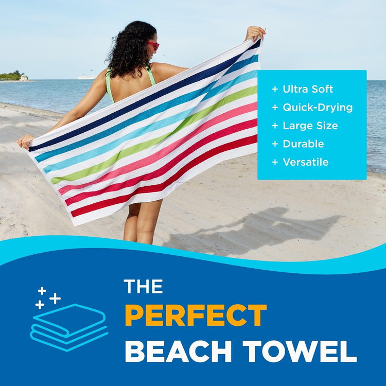 Beach and Pool Terry Towels assorted set of 6 100% Cotton