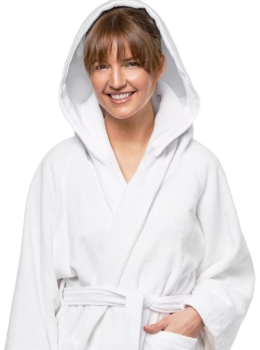 Velour Kimono Robes with Hood Unisex 100% Cotton Spa Bathrobe for Men & Women (1pk)