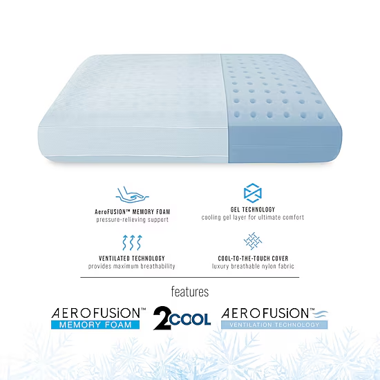 Bodipedic™  SlumberCool Memory Foam Pillow wIth Aerofusion Technology 1 for $99 OR 2 for $159.99